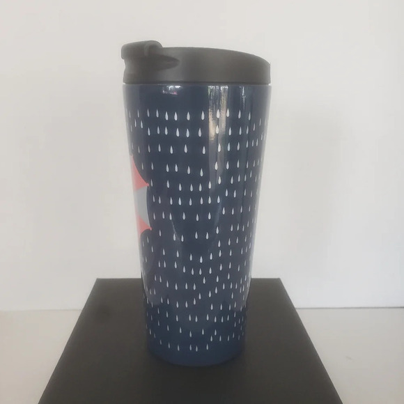 Starbucks Tall Blue Stainless Coffee Tumbler with Umbrella a d Raindrops. - Picture 2 of 10